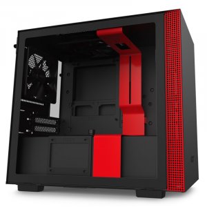 NZXT H210 Tempered Glass Mini-ITX Case - Matte Black/Red CA-H210B-BR