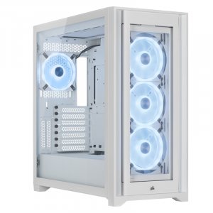 Corsair iCUE 5000X RGB Tempered Glass QL Edition Mid-Tower ATX Case - True White