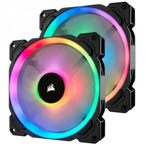 Corsair CO-9050074-WW LL140 Dual Light Loop RGB LED 140mm PWM Fan - Twin Pack