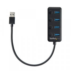 StarTech 4-Port USB 3.0 Hub - 4x USB-A - Individual On/Off Switches HB30A4AIB