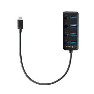 StarTech 4-Port USB C Hub - 4x USB-A Ports - Individual On/Off Switches HB30C4AIB