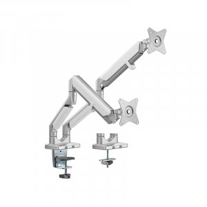 Brateck Dual Epic Gas Spring Aluminium Monitor Arm 17"-32" - Gloss Grey