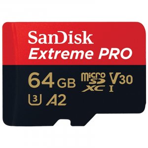 SanDisk 64GB Extreme PRO MicroSDXC UHS-I Memory Card with SD Adaptor - 170MB/s SDSQXCY-064G-GN6MA