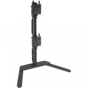 Atdec AWMS-2-BT75-FS-B  Freestanding Dual Stack Heavy Monitor Desk Mount - Flat and Curved up to 49in - VESA 75x75, 100x100 - Tool-Free Adjustable Monitor Height, tilt, pan