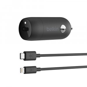Belkin Cca003bt04bk 1 Port Car Charger, 20w Usb-c (1) Pd, Usb-c To Lightning Cable Included, Black, 2yr