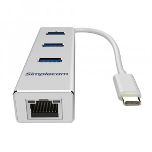 Simplecom Orico Chn411 Aluminium Usb Type C To 3 Port Usb 3.0 Hub With Gigabit Ethernet Adapter - Cbat-usbclan