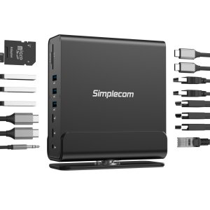 Simplecom CHT815 15-in-1 USB-C 4K Triple Display MST Docking Station with Dual HDMI DP