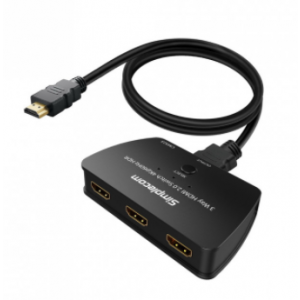 Simplecom CM323 3 Way HDMI 2.0 Switch 3 In 1 Out Splitter HDCP 2.2 4K @60Hz UHD HDR 