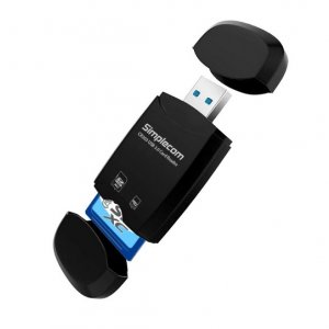 Simplecom Cr303-bk 2 Slot Superspeed Usb 3.0 Card Reader With Dual Caps Micro Sdhc/sdxc - Black