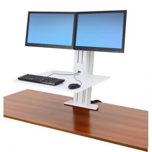 Ergotron 33-407-062 WorkFit-SR Rear Mount Dual Sit-Stand Workstation - White