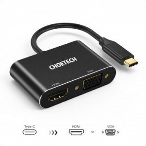 Choetech Hub-m17 Usb-c To Hdmi + Vga Adapter (plastic Shell)
