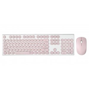 Rapoo Wireless Optical Mouse & Keyboard Black - 2.4g Connection, 10m Range, Spill-resistant, Retro Style Round Key Cap, 1000dpi - Pink
