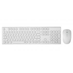 Rapoo Wireless Optical Mouse & Keyboard Black - 2.4g Connection, 10m Range, Spill-resistant, Retro Style Round Key Cap, 1000dpi - White