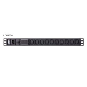 Aten PE0110SG-AT-G 10 Port 1u Basic Pdu With Surge Protection, Supports 10a With 10 Iec C13 Outputs