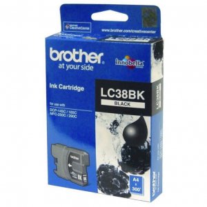 Brother Lc-38bk Black Ink Cartridge- Dcp-145c/165c/195c/375cw, Mfc-250c/255cw/257cw/290c/295cn- Up To 300 Pages