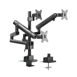 Brateck Triple Monitor Aluminum Slim Pole Held Mechanical Spring Monitor Arm LDT20-C036UP