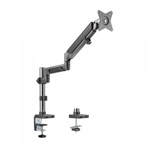 Brateck Single Monitor Pole-mounted Epic Gas Spring Aluminum Monitor Arm Fit Most 17'-32' Monitors, Up To 9kg Per Screen Vesa 75x75/100x100 Space Grey