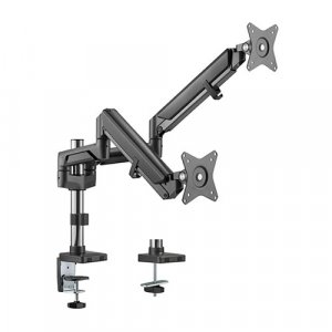 Brateck Dual Monitors Pole-mounted Epic Gas Spring Aluminum Monitor Arm Fit Most 17'-32' Monitors, Up To 9kg Per Screen Vesa 75x75/100x100 Space Grey