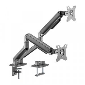 Brateck Dual Monitor Economical Spring-assisted Monitor Arm Fit Most 17'-32' Monitors, Up To 9kg Per Screen Vesa 75x75/100x100 Space Grey