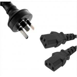8ware Power Cable 1m 3-pin Au To 2 Iec C13 Male To Female