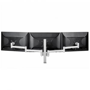 Atdec Awms-3-137s4 Triple Monitor Swing Arms With Sliders On 400mm Post / Supports 7kg Flat, 5kg Curved Up To 27" / F-clamp Desk Fixing, White