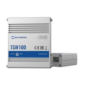 Teltonika TSW100 - Industrial Unmanaged Poe+ Switch, 120w, 4x Poe Ports, Plug-n-play