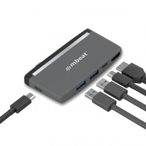 Mbeat essential pro  5-in-1 Usb- C Hub ( 4k Hdmi Video, Usb-c Pd Pass Through Charging, Usb 3.0 X 2, Usb-c X 1)