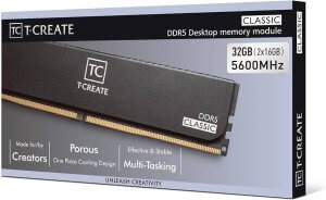 TEAM GROUP T-Create Classic 10L DDR5 32GB Kit (2 x 16GB) 5600MHz (PC5-44800) CL46 Hynix IC Desktop Memory Module Ram, Supports Both Intel & AMD - CTCCD532G5600HC46DC01, Black-UDIMM