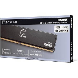 TEAM GROUP T-Create Classic 10L DDR5 32GB Kit (2 x 16GB) 5600MHz (PC5-44800) CL46 Hynix IC Desktop Memory Module Ram, Supports Both Intel & AMD - CTCCD532G5600HC46DC01, Black-UDIMM