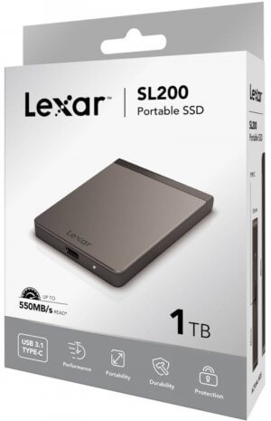 Lexar Portable Ssd Drive Sl200 1tb - Usb 3.1 Type-c, 500mb/s Read, 400mb/s Write