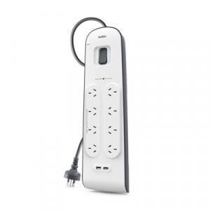Belkin BSV804AU2M 8 Outlet with 2M Cord with 2  USB Ports (2.4A)
