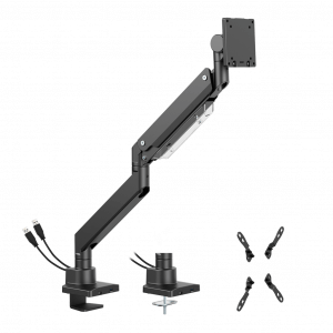 Brateck Super Heavy-Duty Gas Spring Monitor Arm Mount with USB Ports - 17