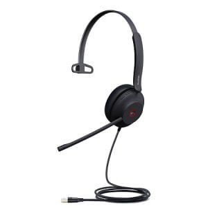 Yealink Uh37 Teams Certified Usb Wired Headset, Mono, Usb-a 2.0, 35mm Speaker, Busylight, Leather Ear Cushion
