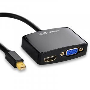 Ugreen 10439 4K Mini Display Port to HDMI & VGA Dual Converter - Black