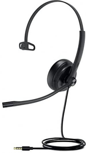 Yealink Uhm341 Wideband 3.5mm Mono Headset, Leather Ear Cushion, Hd Voice Quality, For Yealink Ip Phones, Controller Not Included