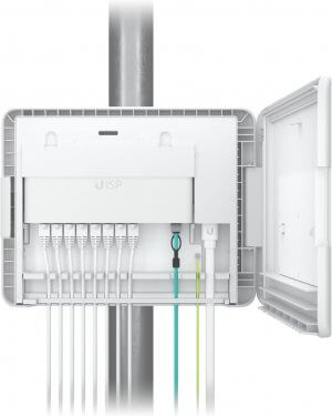 Ubiquiti Uisp Box Plus, Ipx6-rated Water Resistance, Enclosure For Uisp Switch Plus, Pole /wall-mount, Includes Fiber Strain Relief Kit, Incl 2yr Warr