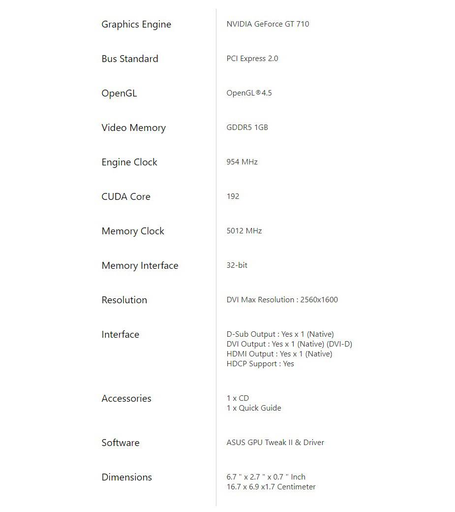 Buy Asus Nvidia Geforce Gt710 1gb Gddr5 Video Card Skycomp